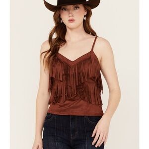 IDYLLWIND WOMEN'S STAFFORD FAUX SUEDE FRINGE TANK